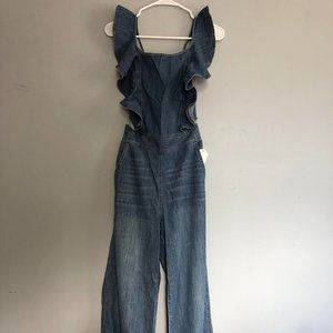 Denim Jumpsuit with Open-Back
